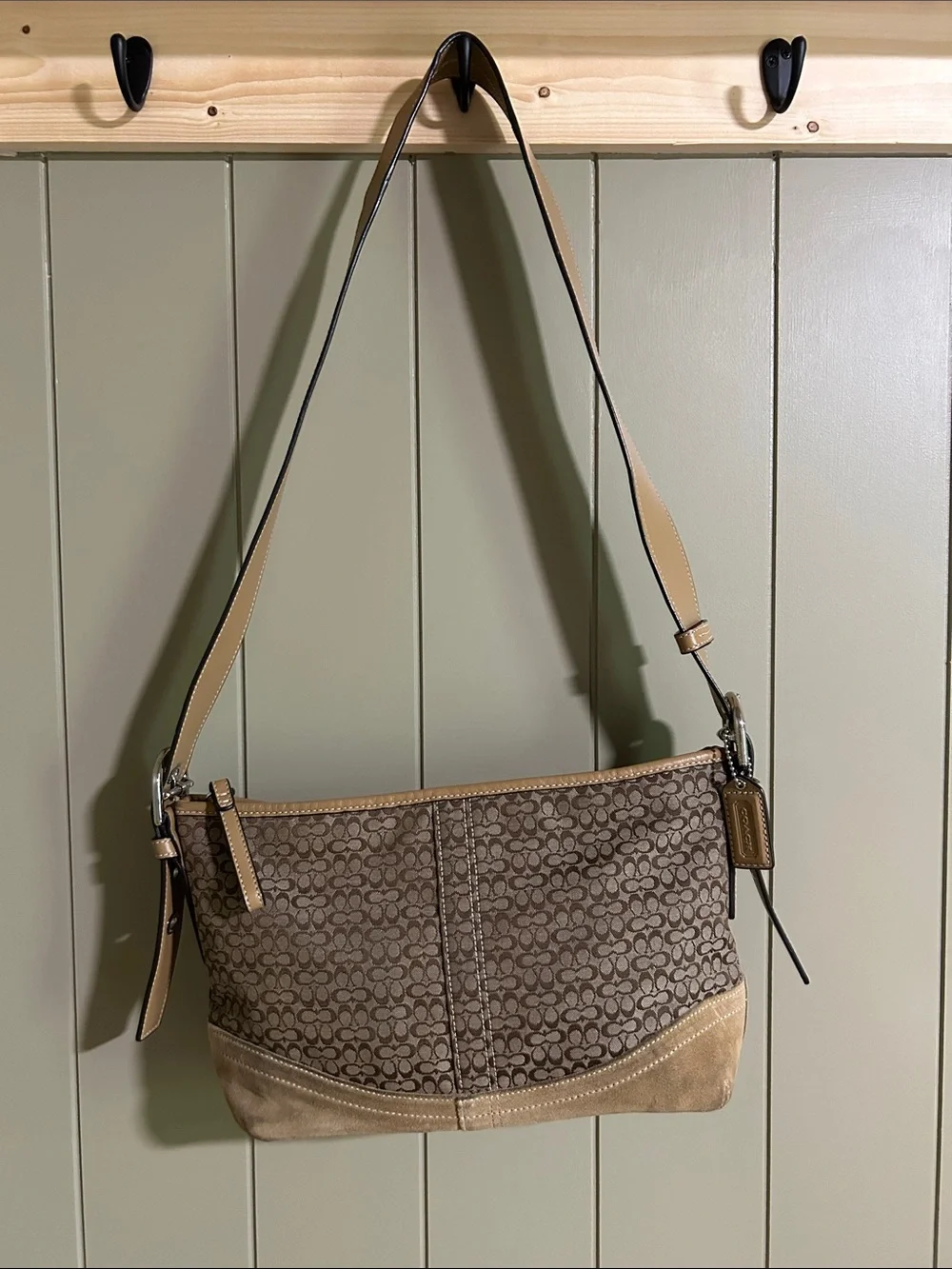 Coach Suede and Monogram shoulder bag